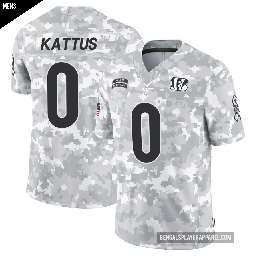 Men's Cincinnati Bengals ＃0 Josh Kattus Arctic Camo Limited 2024 Salute to Service Jersey