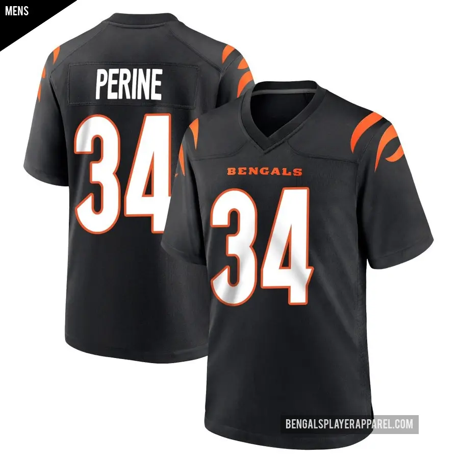 Men's Cincinnati Bengals ＃34 Samaje Perine Black Game Team Color Jersey