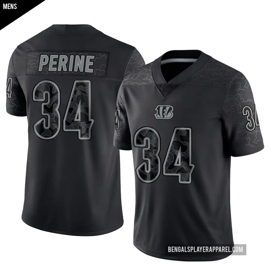 Men's Cincinnati Bengals ＃34 Samaje Perine Black Limited Reflective Jersey