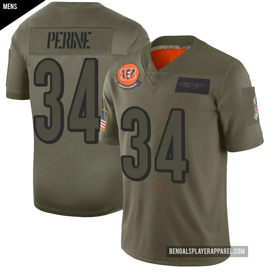 Men's Cincinnati Bengals ＃34 Samaje Perine Camo Limited 2019 Salute to Service Jersey