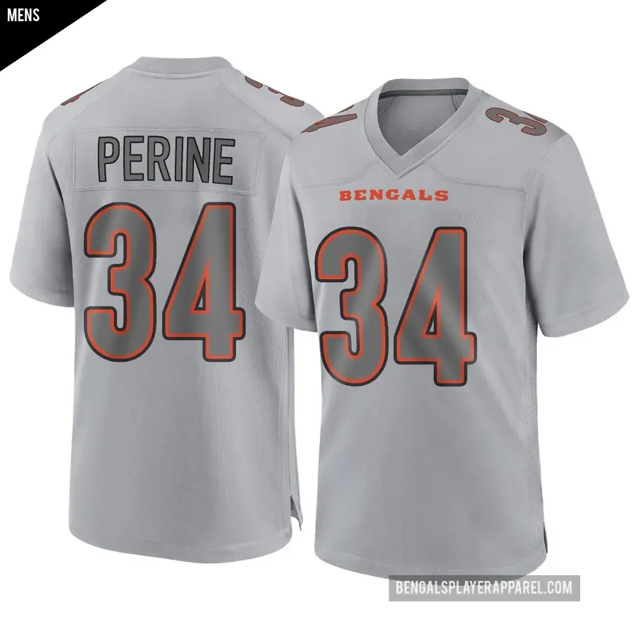 Men's Cincinnati Bengals ＃34 Samaje Perine Gray Game Atmosphere Fashion Jersey
