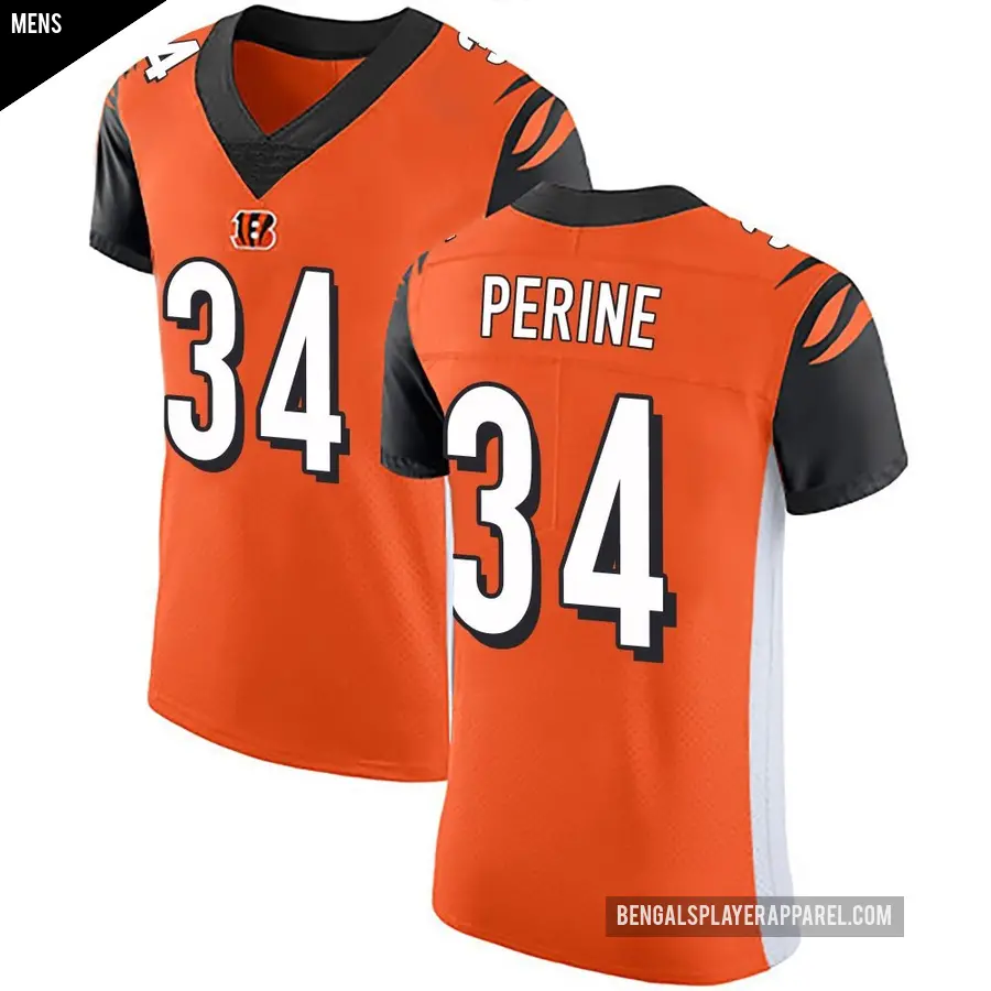 Men's Cincinnati Bengals ＃34 Samaje Perine Orange Elite Alternate Vapor Untouchable Jersey