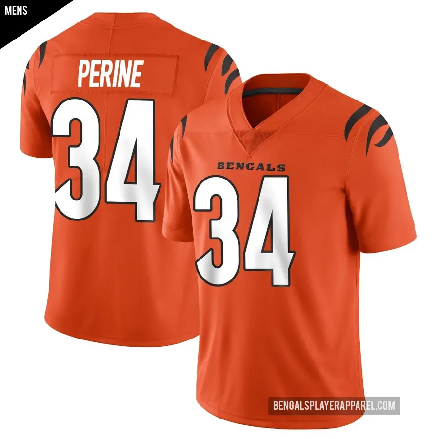 Men's Cincinnati Bengals ＃34 Samaje Perine Orange Limited Vapor Untouchable Jersey