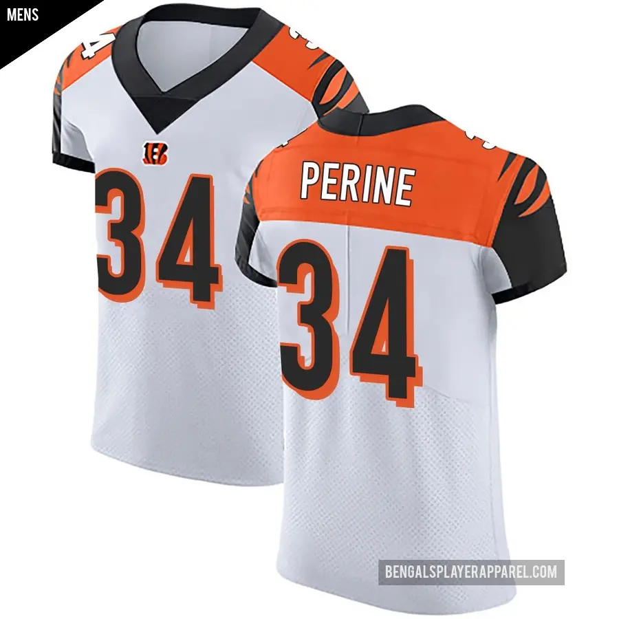 Men's Cincinnati Bengals ＃34 Samaje Perine White Elite Vapor Untouchable Jersey