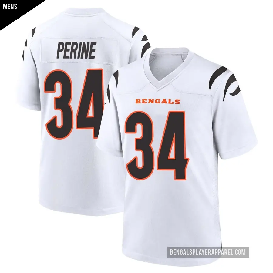 Men's Cincinnati Bengals ＃34 Samaje Perine White Game Jersey