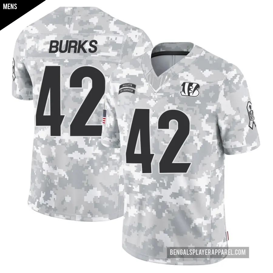 Men's Cincinnati Bengals ＃42 Oren Burks Arctic Camo Limited 2024 Salute to Service Jersey