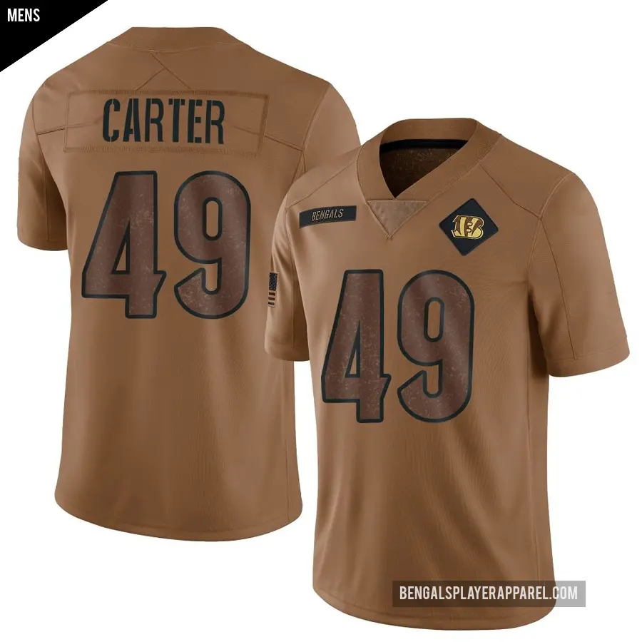 Men's Cincinnati Bengals ＃49 Barrett Carter Brown Limited 2023 Salute To Service Jersey