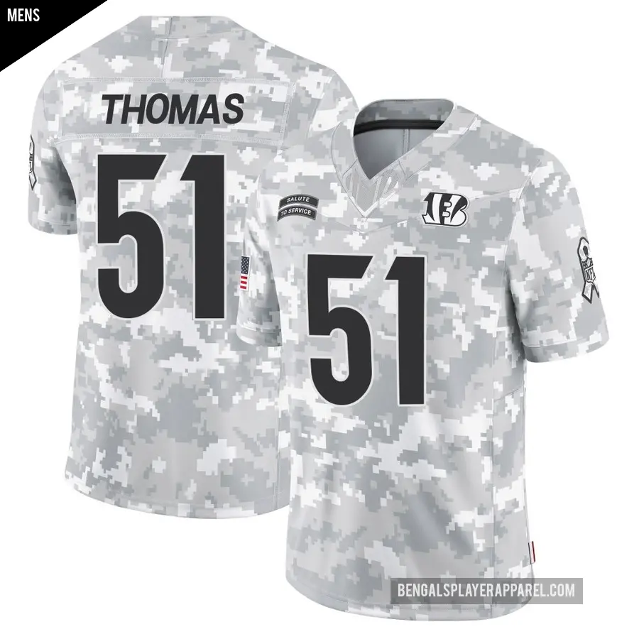 Men's Cincinnati Bengals ＃51 Isaiah Thomas Arctic Camo Limited 2024 Salute to Service Jersey