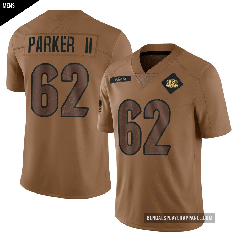 Men's Cincinnati Bengals ＃62 Brian Parker II Brown Limited 2023 Salute To Service Jersey