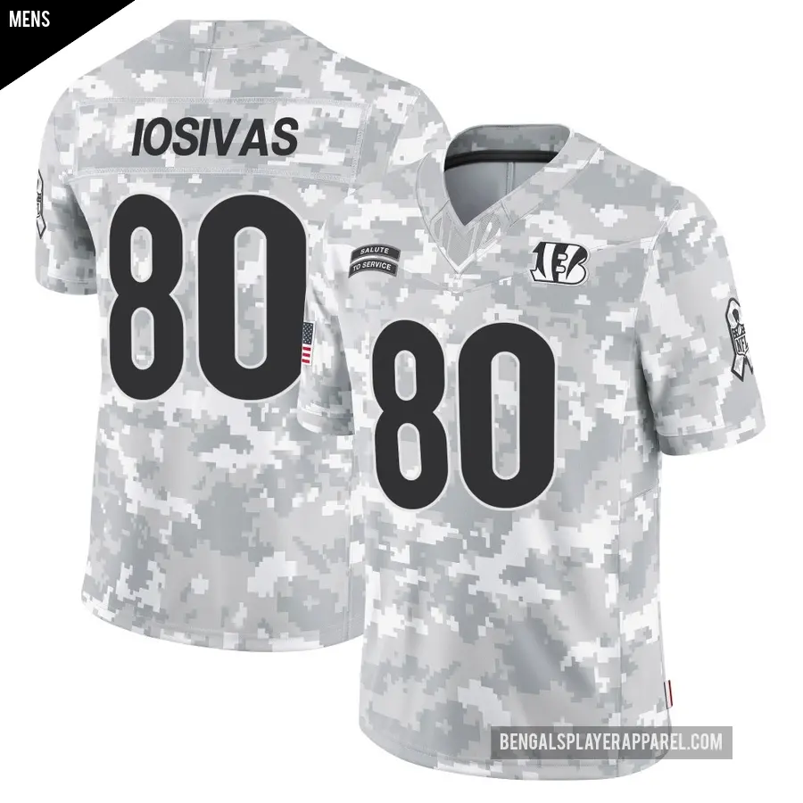 Men's Cincinnati Bengals ＃80 Andrei Iosivas Arctic Camo Limited 2024 Salute to Service Jersey
