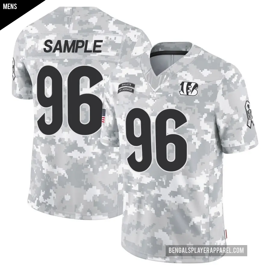 Men's Cincinnati Bengals ＃96 Cam Sample Arctic Camo Limited 2024 Salute to Service Jersey