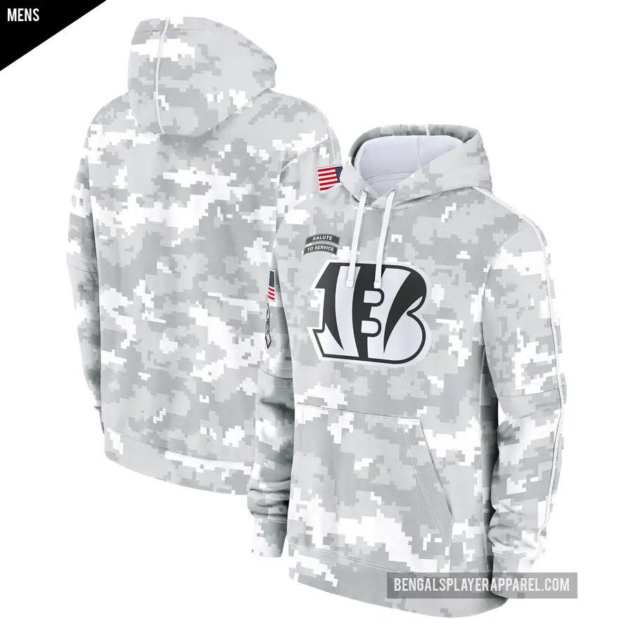 Men's Cincinnati Bengals Arctic Camo 2024 Salute to Service Club Fleece Pullover Hoodie