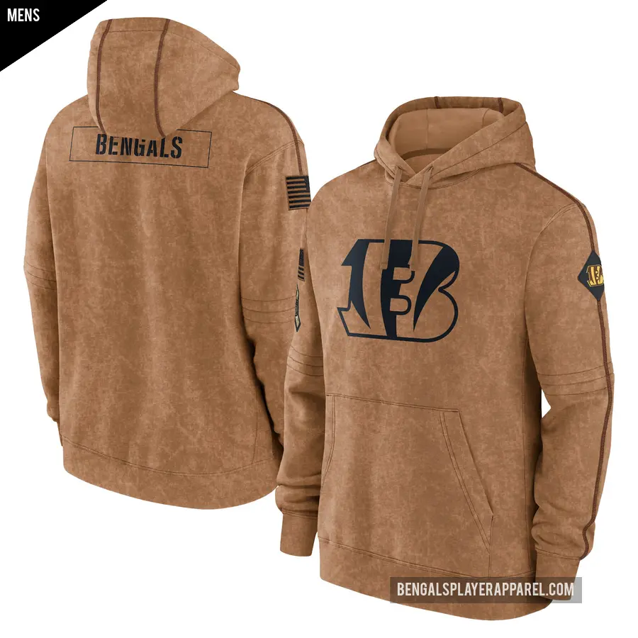 Men's Cincinnati Bengals Brown 2023 Salute to Service Club Pullover Hoodie