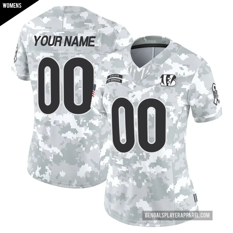 Women's Cincinnati Bengals ＃00 Custom Arctic Camo Limited 2024 Salute to Service Jersey