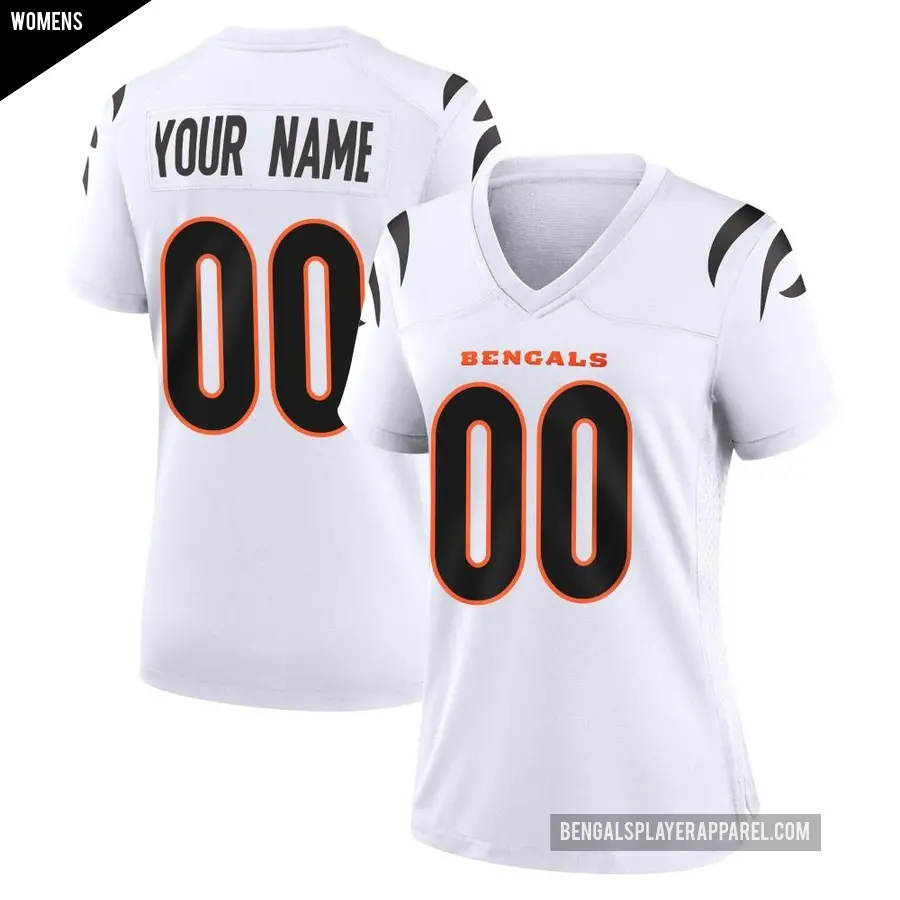 Women's Cincinnati Bengals ＃00 Custom White Game Jersey