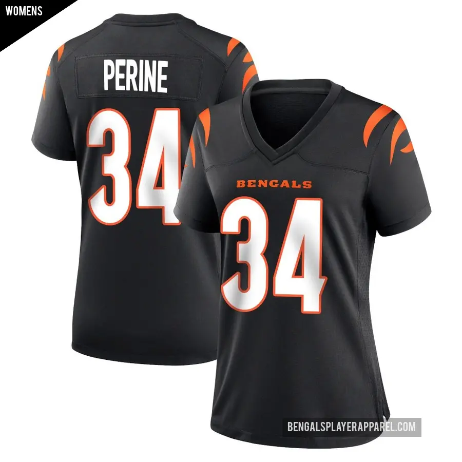 Women's Cincinnati Bengals ＃34 Samaje Perine Black Game Team Color Jersey