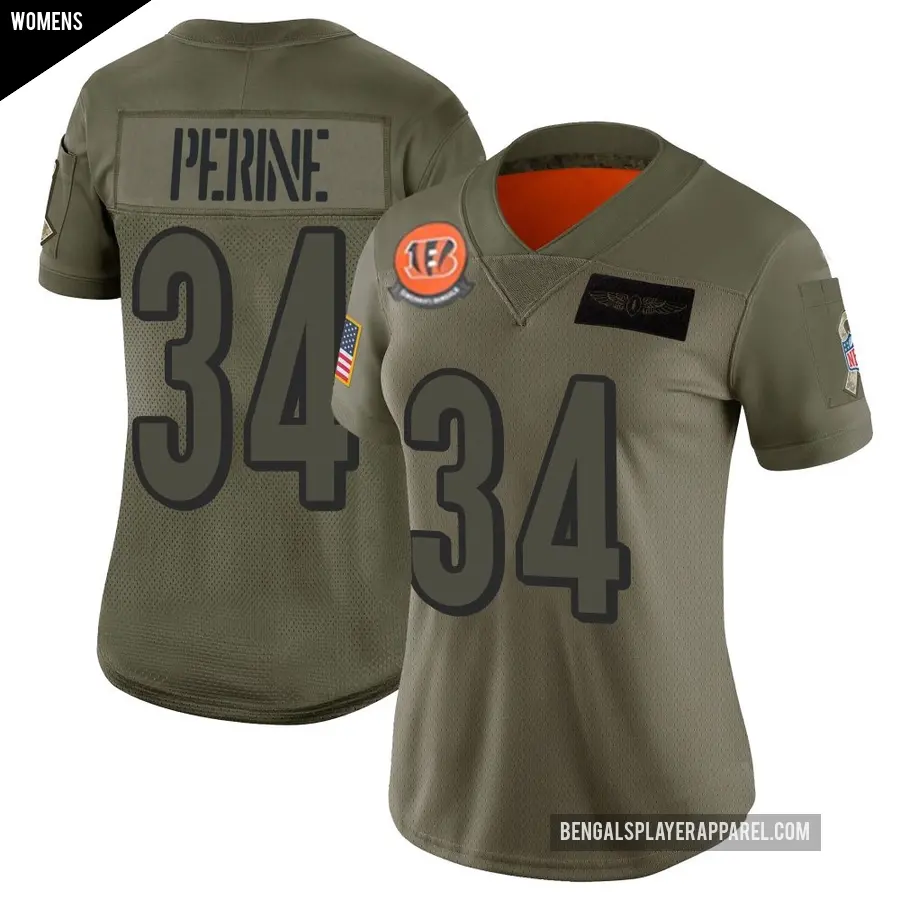 Women's Cincinnati Bengals ＃34 Samaje Perine Camo Limited 2019 Salute to Service Jersey
