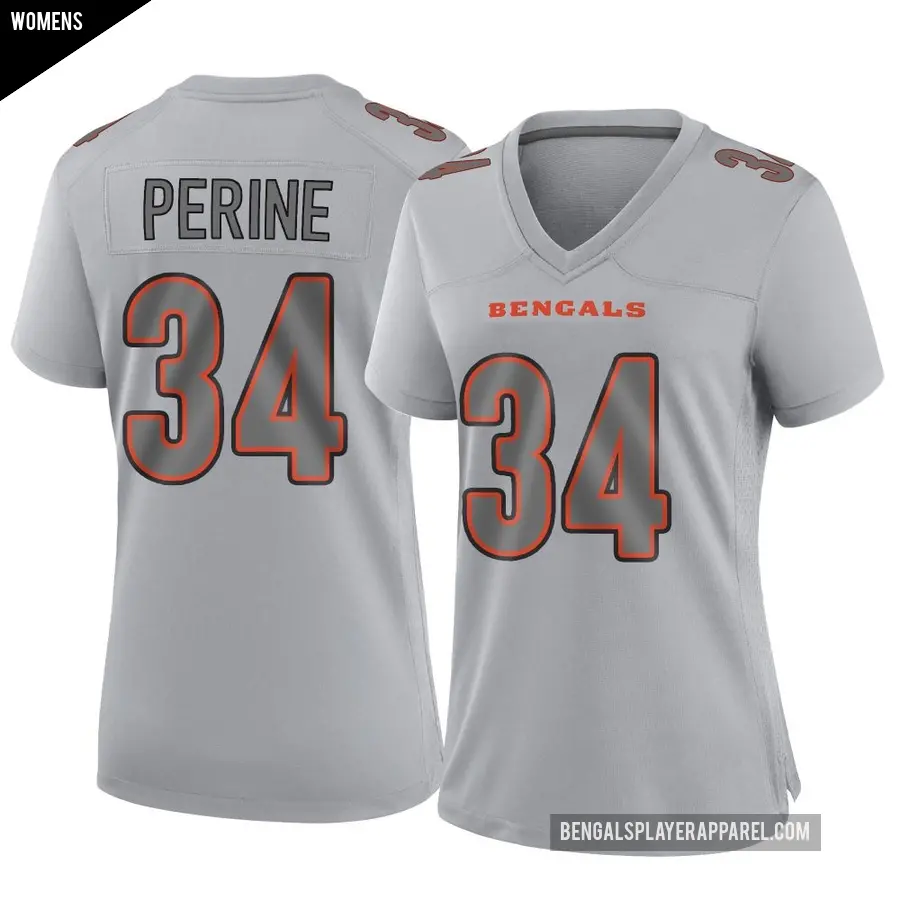 Women's Cincinnati Bengals ＃34 Samaje Perine Gray Game Atmosphere Fashion Jersey