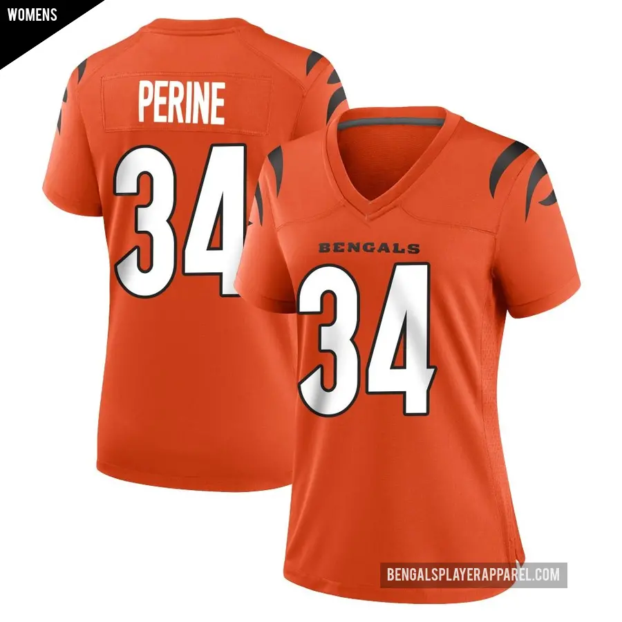 Women's Cincinnati Bengals ＃34 Samaje Perine Orange Game Jersey