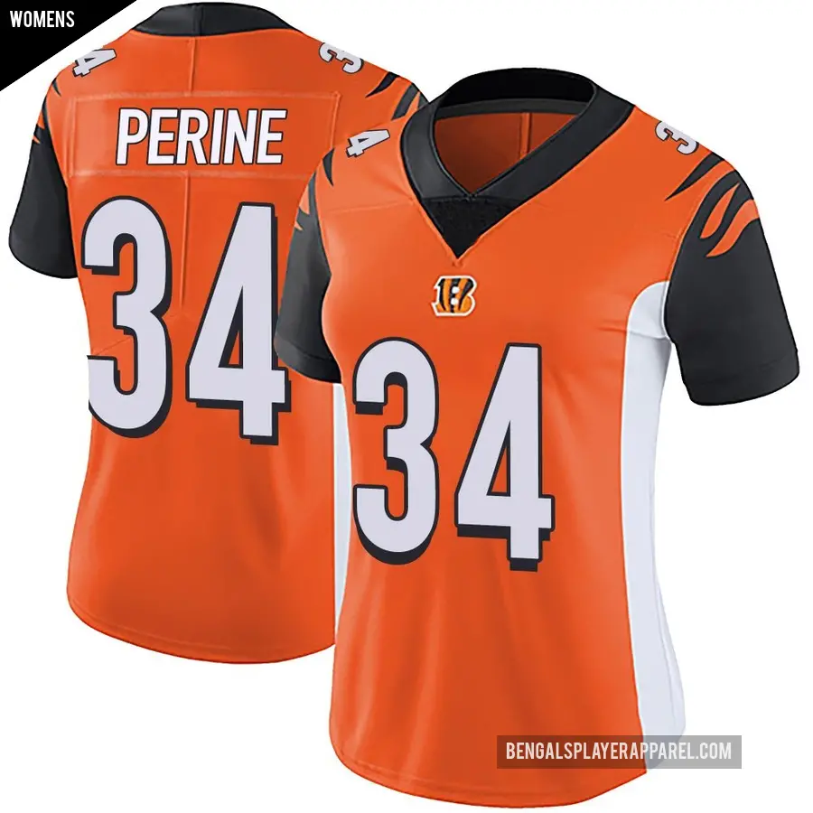 Women's Cincinnati Bengals ＃34 Samaje Perine Orange Limited Vapor Untouchable Jersey
