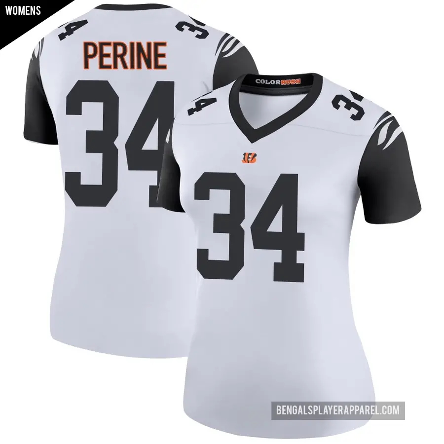 Women's Cincinnati Bengals ＃34 Samaje Perine White Legend Color Rush Jersey