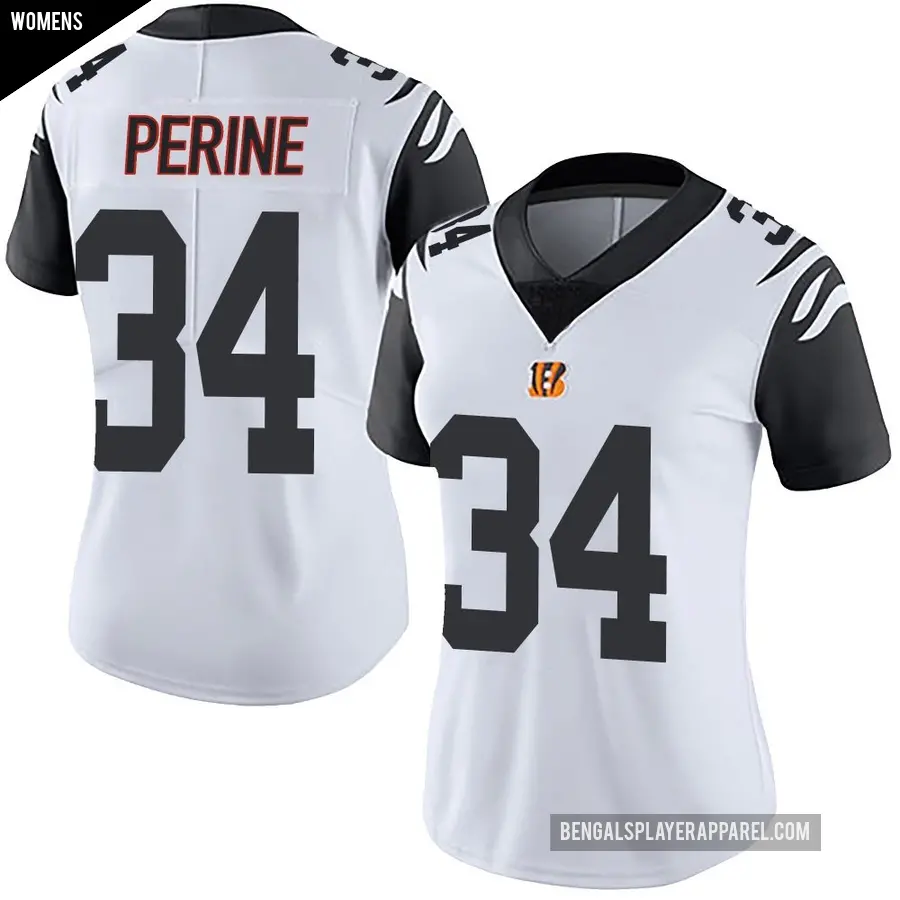 Women's Cincinnati Bengals ＃34 Samaje Perine White Limited Color Rush Vapor Untouchable Jersey
