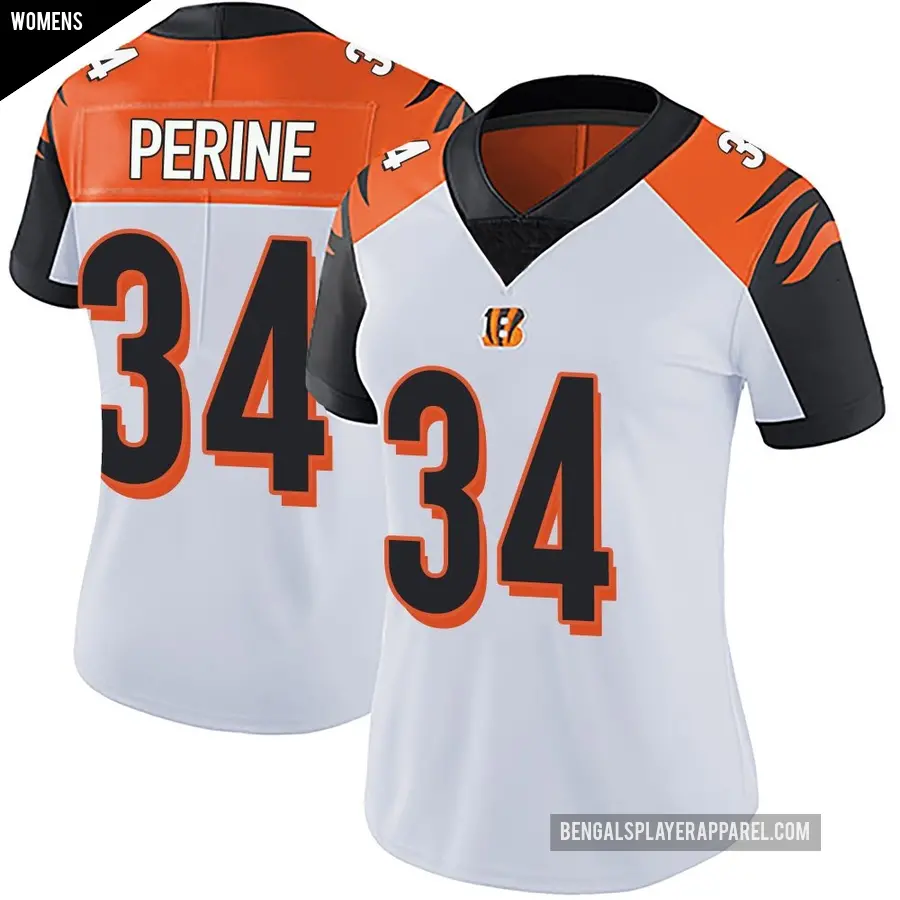 Women's Cincinnati Bengals ＃34 Samaje Perine White Limited Vapor Untouchable Jersey