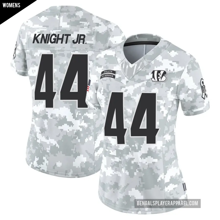 Women's Cincinnati Bengals ＃44 Demetrius Knight Jr. Arctic Camo Limited 2024 Salute to Service Jersey