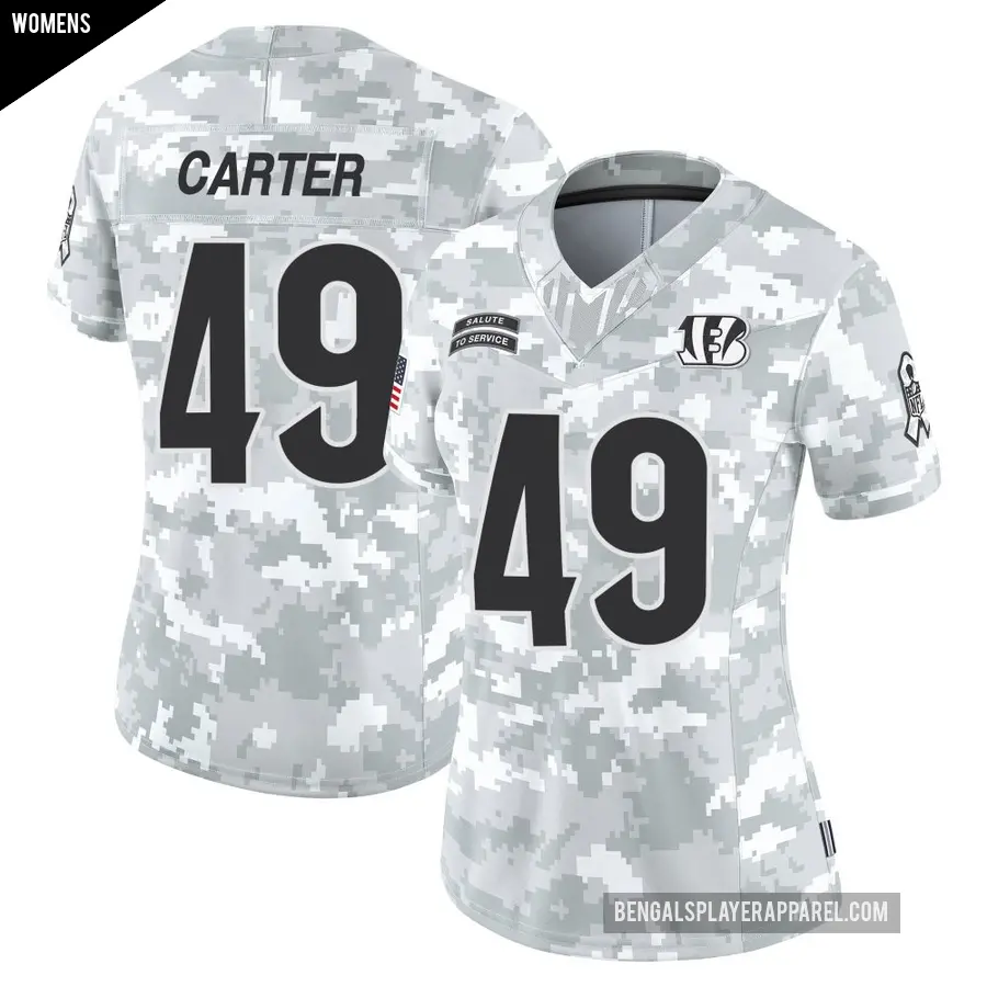 Women's Cincinnati Bengals ＃49 Barrett Carter Arctic Camo Limited 2024 Salute to Service Jersey