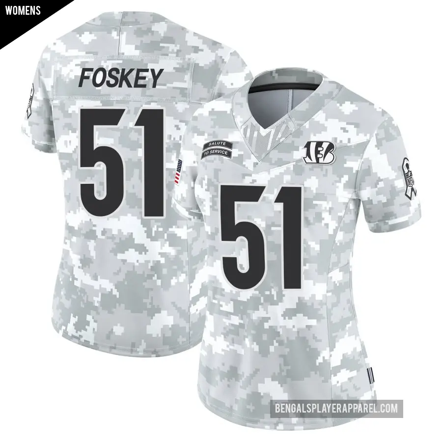 Women's Cincinnati Bengals ＃51 Isaiah Foskey Arctic Camo Limited 2024 Salute to Service Jersey