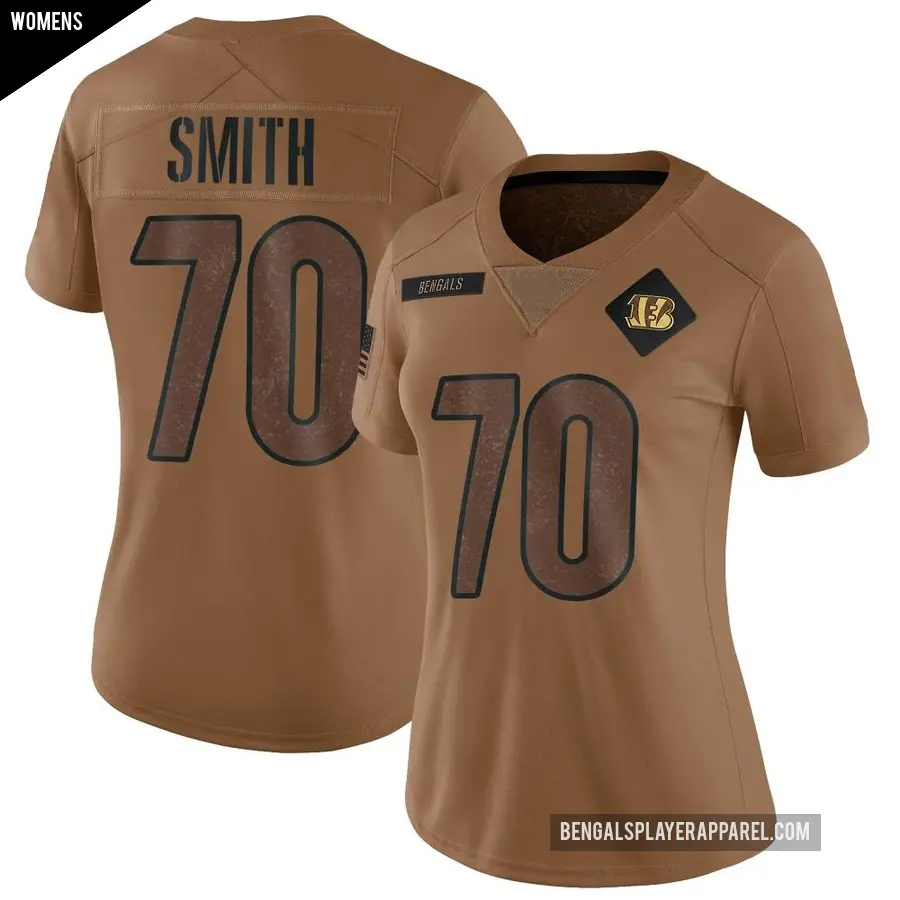 Women's Cincinnati Bengals ＃70 D'Ante Smith Brown Limited 2023 Salute To Service Jersey