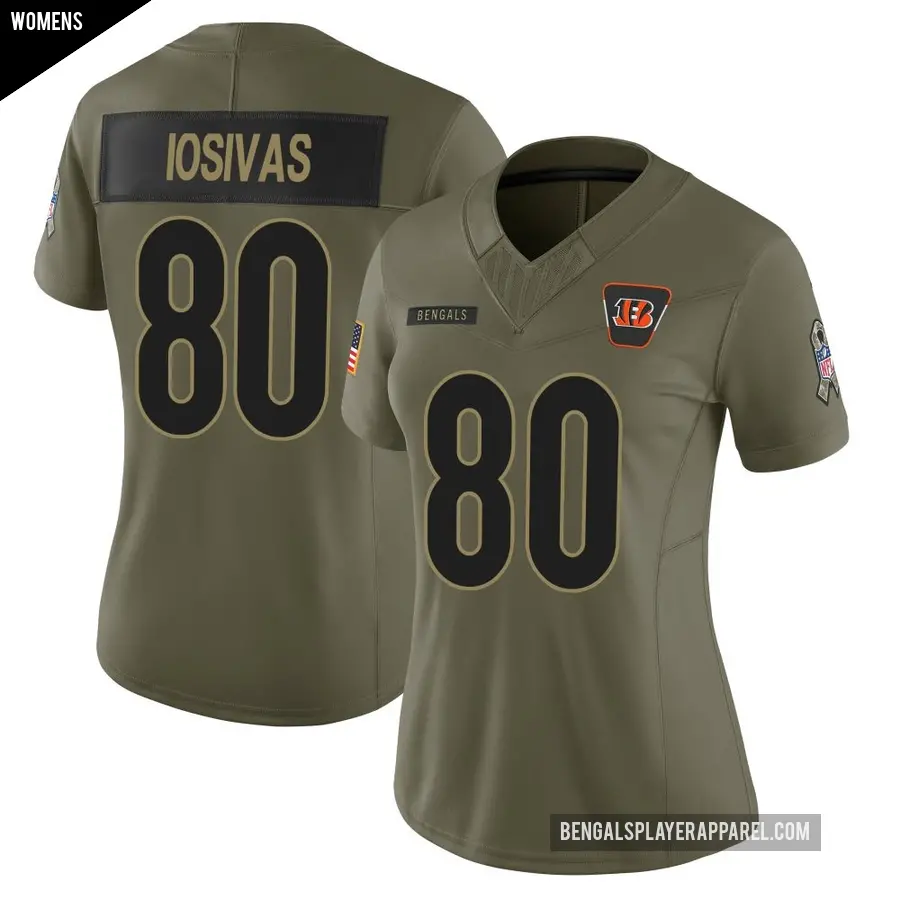 Women's Cincinnati Bengals ＃80 Andrei Iosivas Olive Limited 2025 Salute to Service Jersey