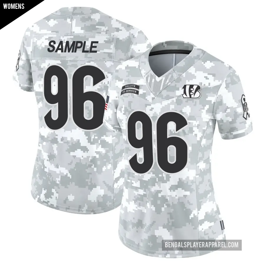 Women's Cincinnati Bengals ＃96 Cam Sample Arctic Camo Limited 2024 Salute to Service Jersey