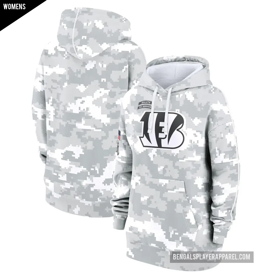 Women's Cincinnati Bengals Arctic Camo 2024 Salute To Service Club Fleece Pullover Hoodie