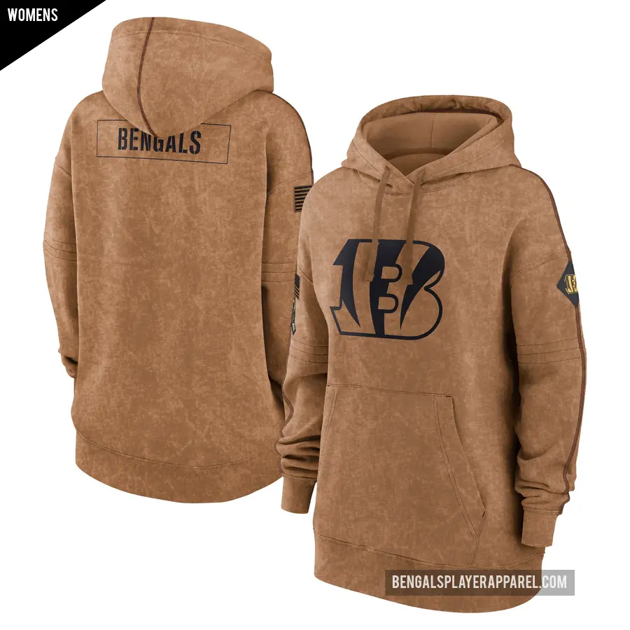 Women's Cincinnati Bengals Brown 2023 Salute to Service Pullover Hoodie