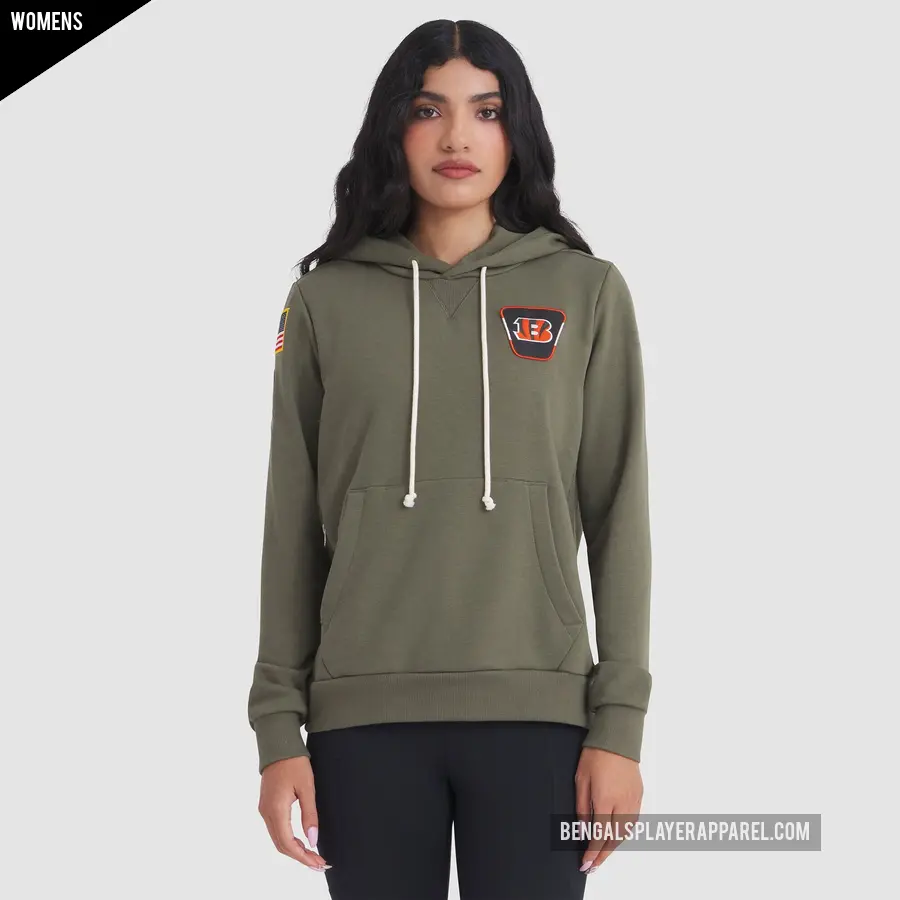 Women's Cincinnati Bengals Olive 2025 Salute to Service Sideline Hoodie