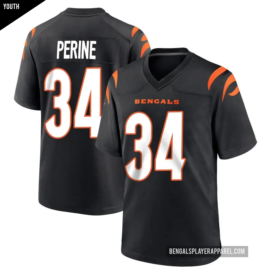 Youth Cincinnati Bengals ＃34 Samaje Perine Black Game Team Color Jersey