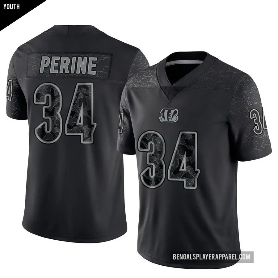 Youth Cincinnati Bengals ＃34 Samaje Perine Black Limited Reflective Jersey