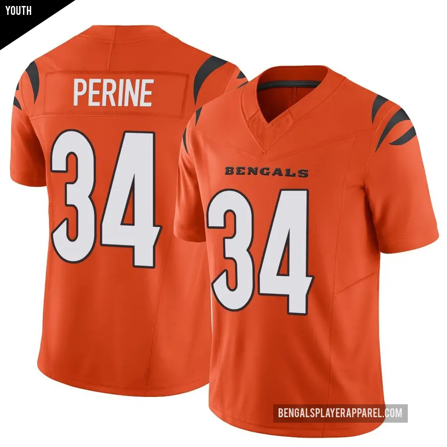 Youth Cincinnati Bengals ＃34 Samaje Perine Orange Limited Vapor F.U.S.E. Jersey