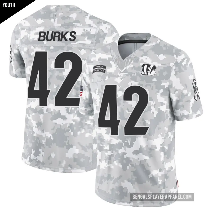 Youth Cincinnati Bengals ＃42 Oren Burks Arctic Camo Limited 2024 Salute to Service Jersey