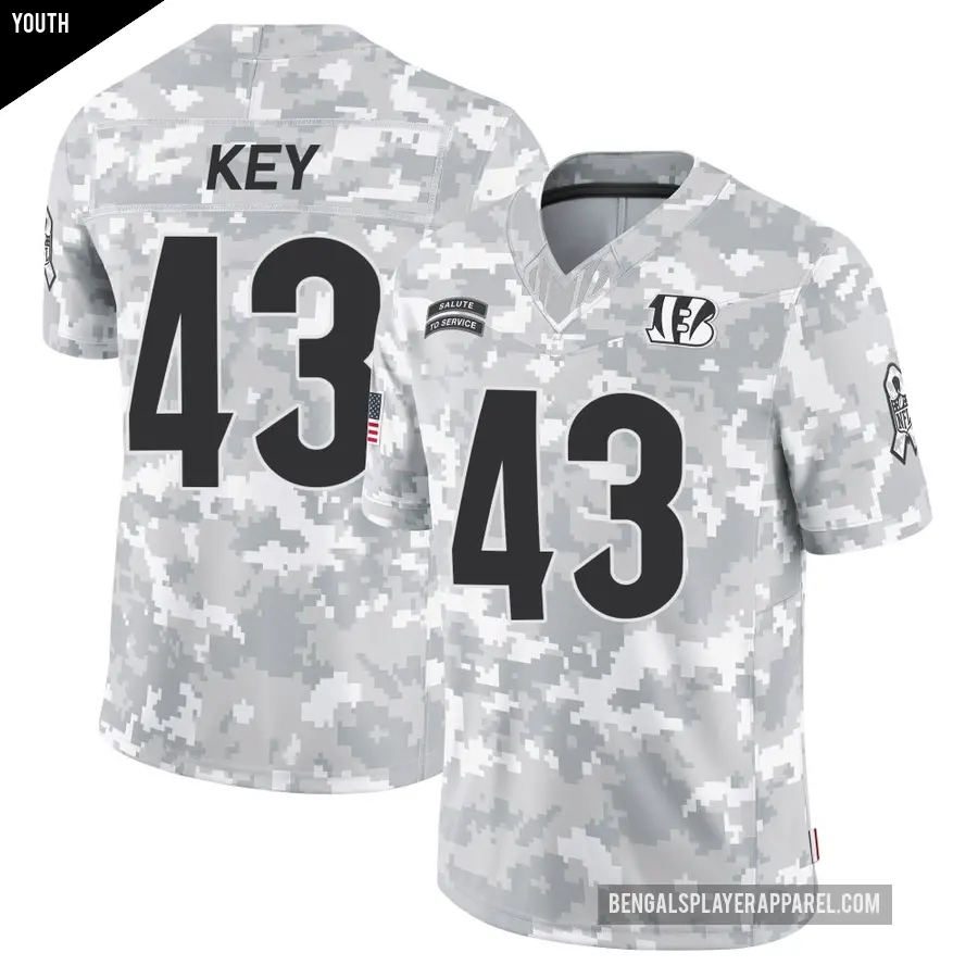 Youth Cincinnati Bengals ＃43 Jaylen Key Arctic Camo Limited 2024 Salute to Service Jersey