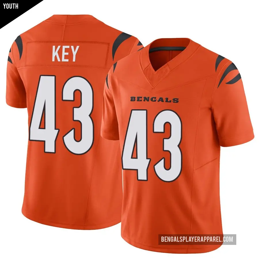 Youth Cincinnati Bengals ＃43 Jaylen Key Orange Limited Vapor F.U.S.E. Jersey