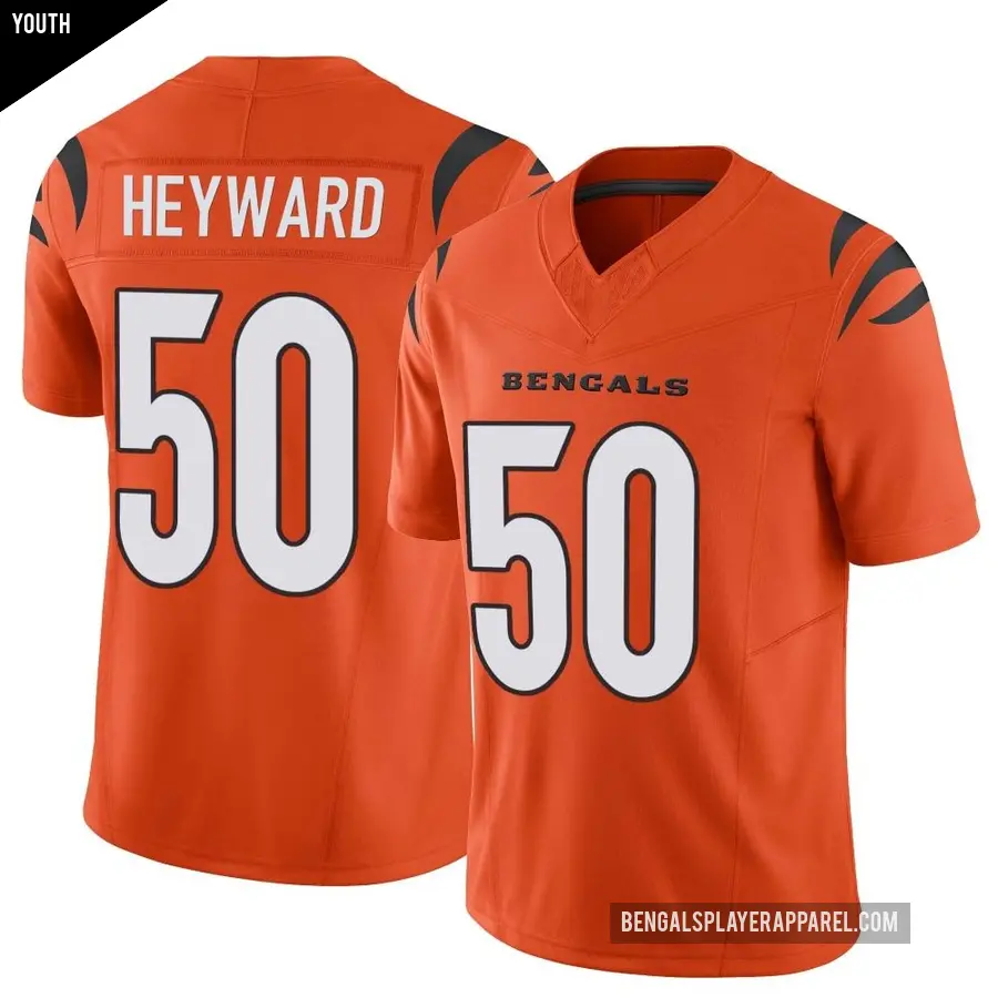 Youth Cincinnati Bengals ＃50 Shaka Heyward Orange Limited Vapor F.U.S.E. Jersey