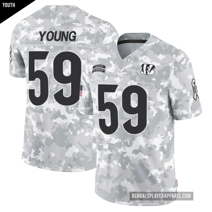 Youth Cincinnati Bengals ＃59 Craig Young Arctic Camo Limited 2024 Salute to Service Jersey