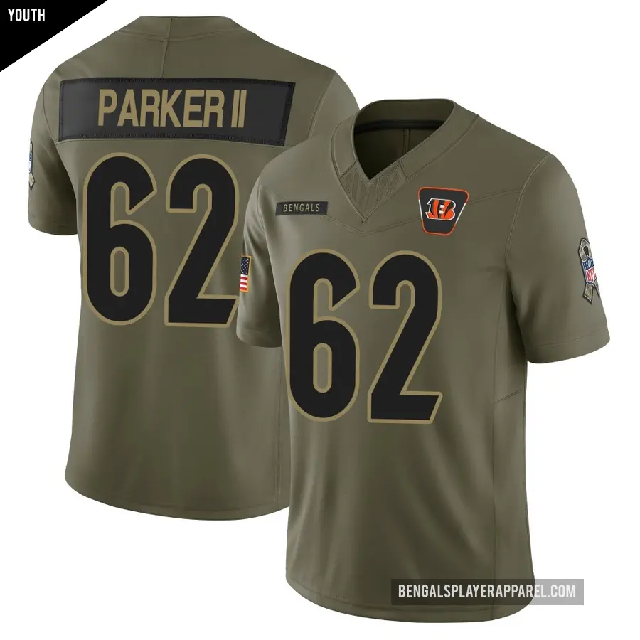 Youth Cincinnati Bengals ＃62 Brian Parker II Olive Limited 2025 Salute to Service Jersey