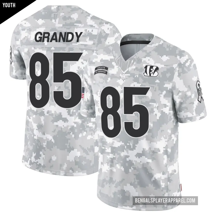 Youth Cincinnati Bengals ＃85 Cam Grandy Arctic Camo Limited 2024 Salute to Service Jersey